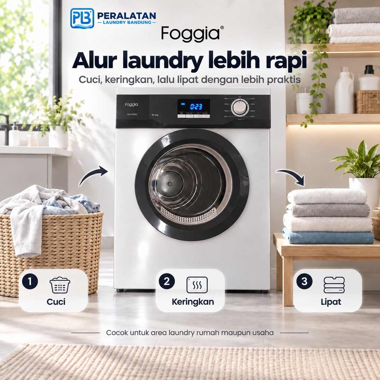 Alur kerja Dryer Konversi Gas Foggia 10,5kg Digital