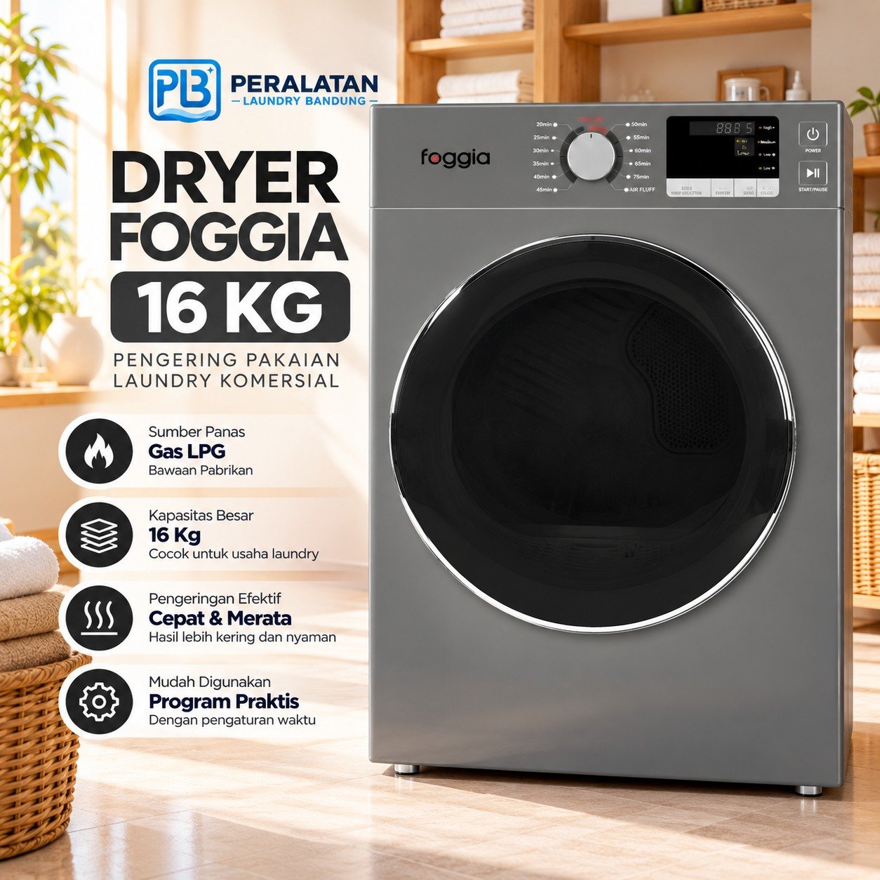 Dryer Foggia 16Kg Abu-abu