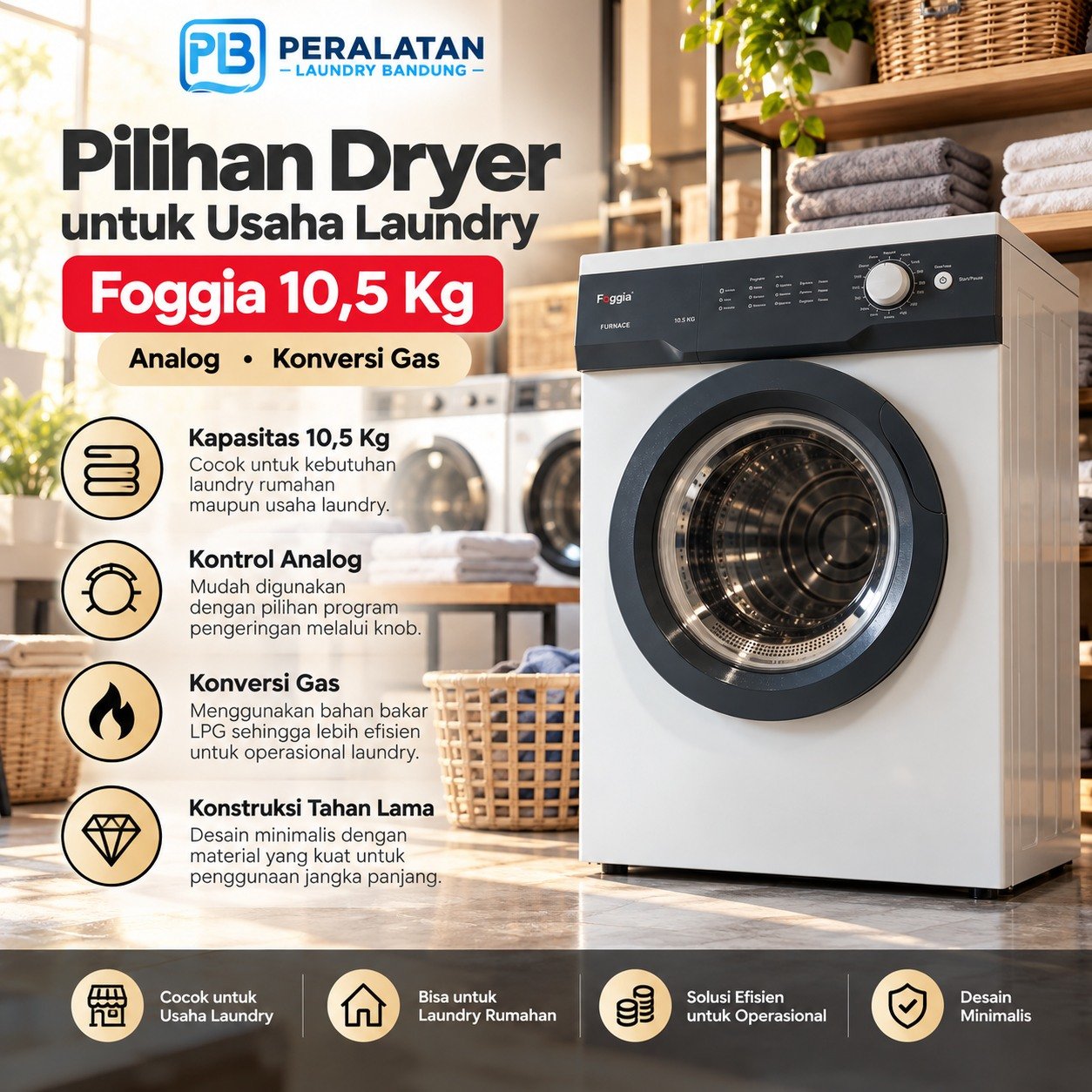 Dryer Foggia untuk usaha laundry