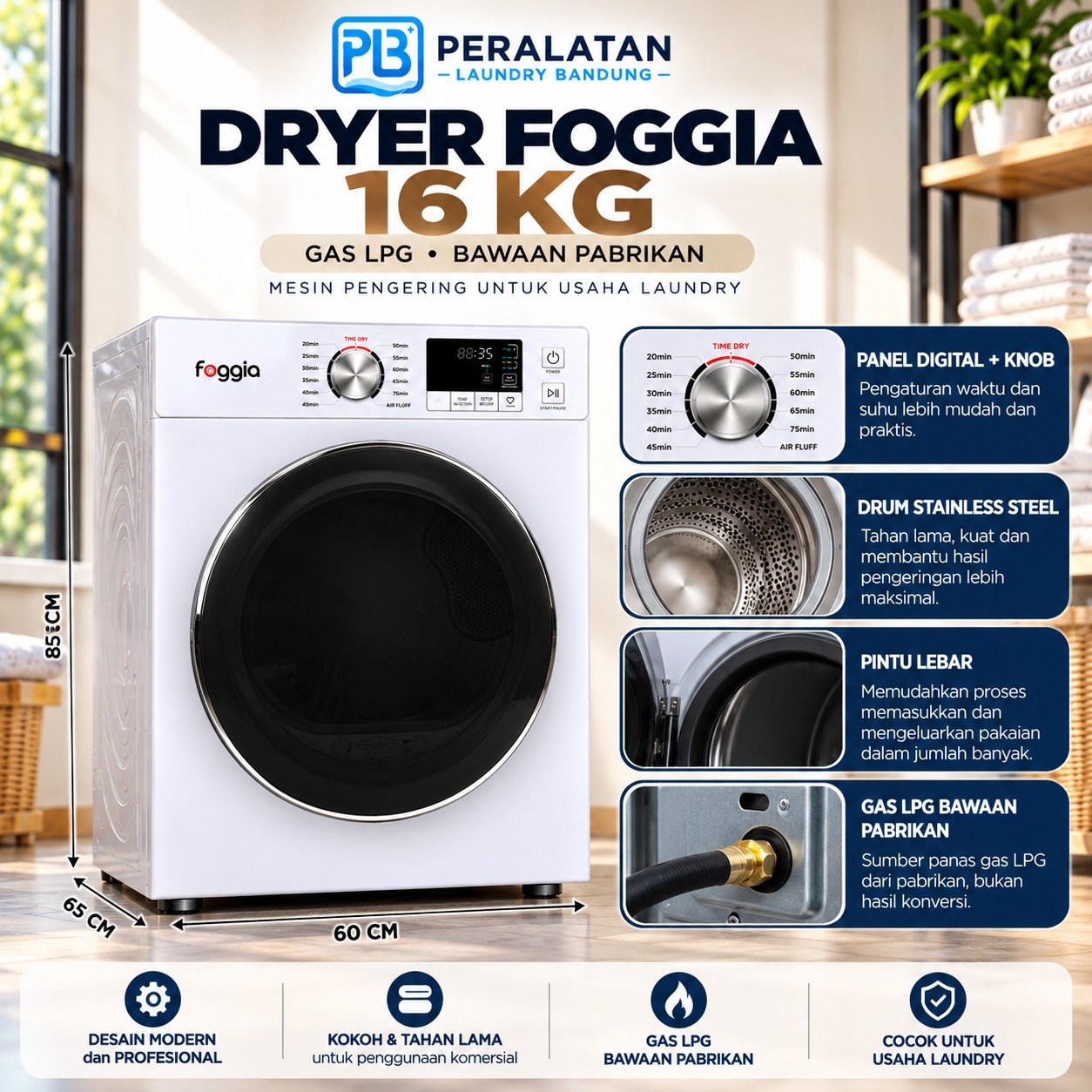Detail unit Dryer Foggia 16Kg
