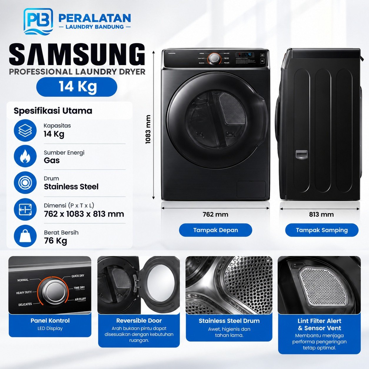 Detail unit Dryer Samsung 14 Kg