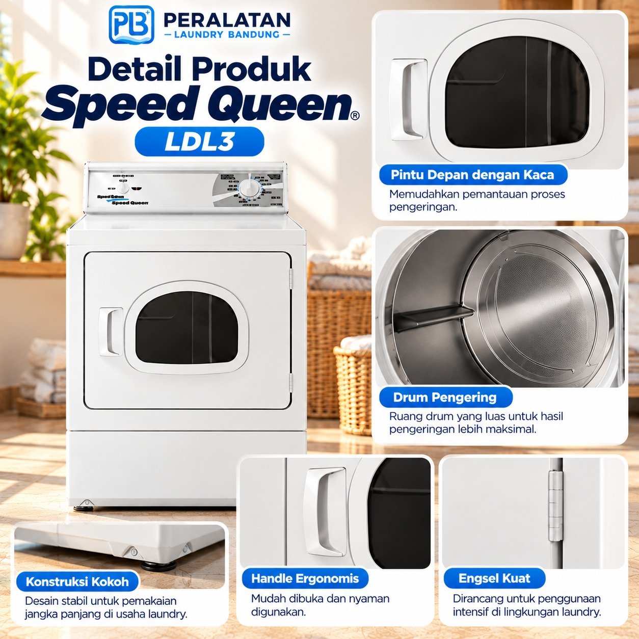 Detail konstruksi Dryer Speedqueen LDL3