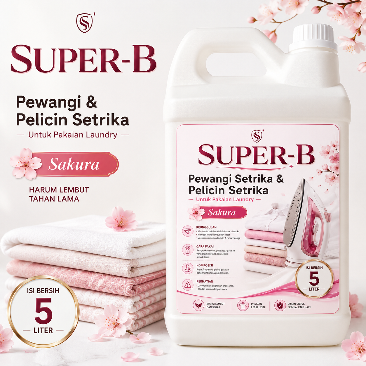 Pelicin dan pewangi setrika SUPER-B 5 liter