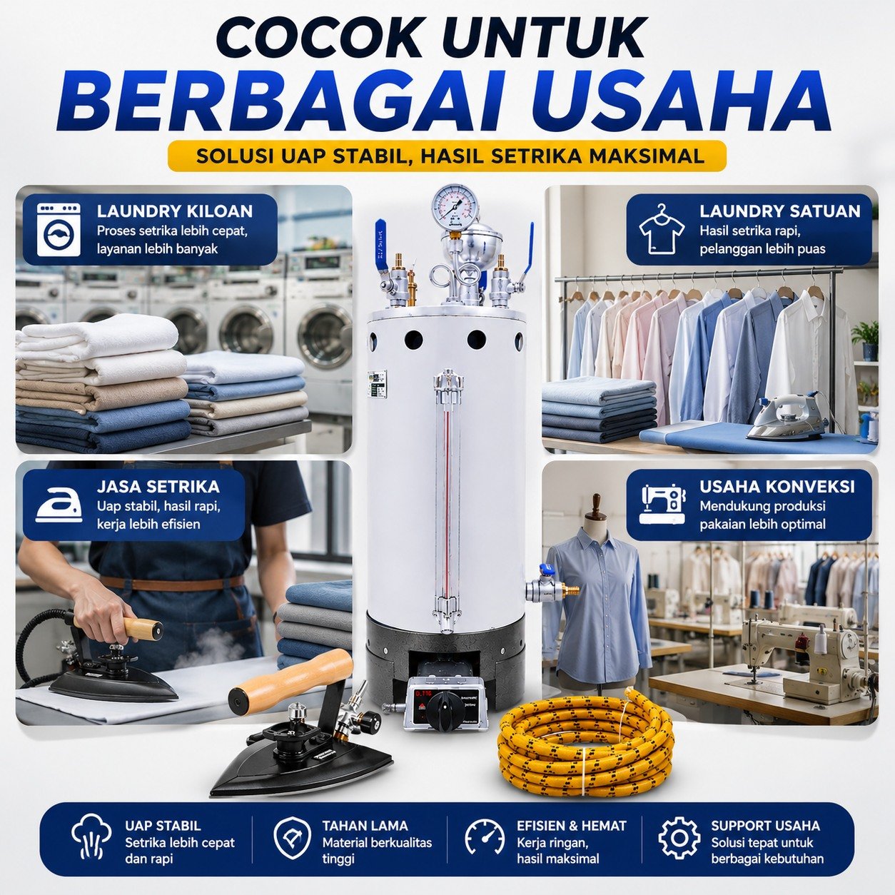 Boiler Setrika Uap 15 Liter untuk berbagai usaha