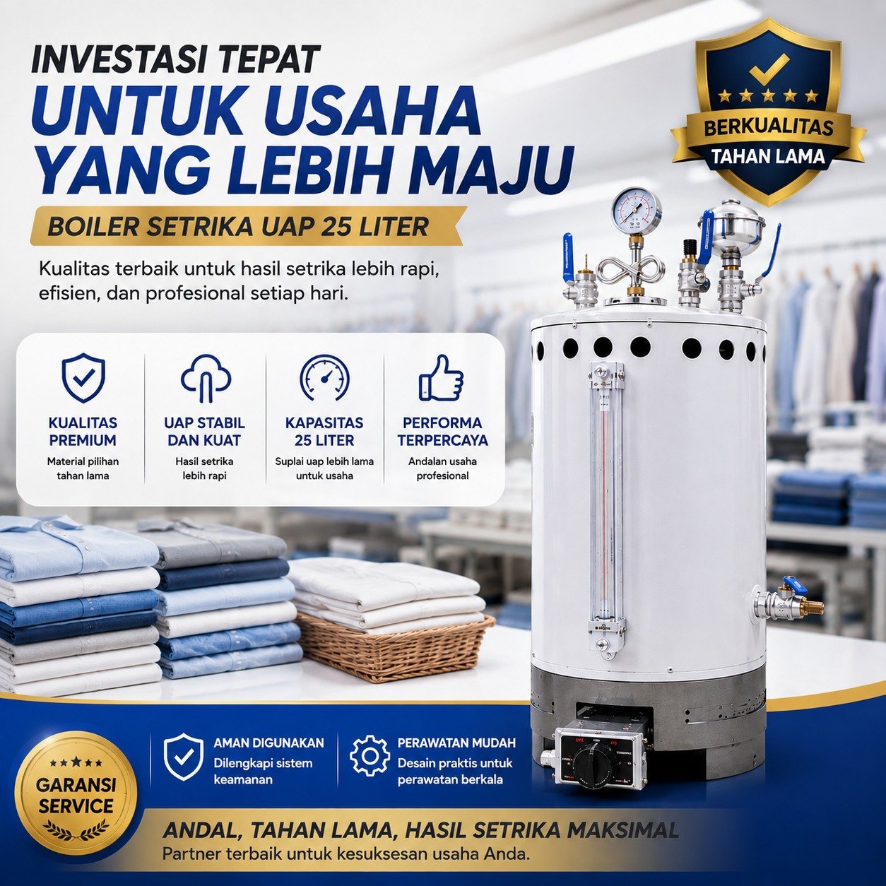 Boiler Setrika Uap 25 Liter sebagai investasi usaha