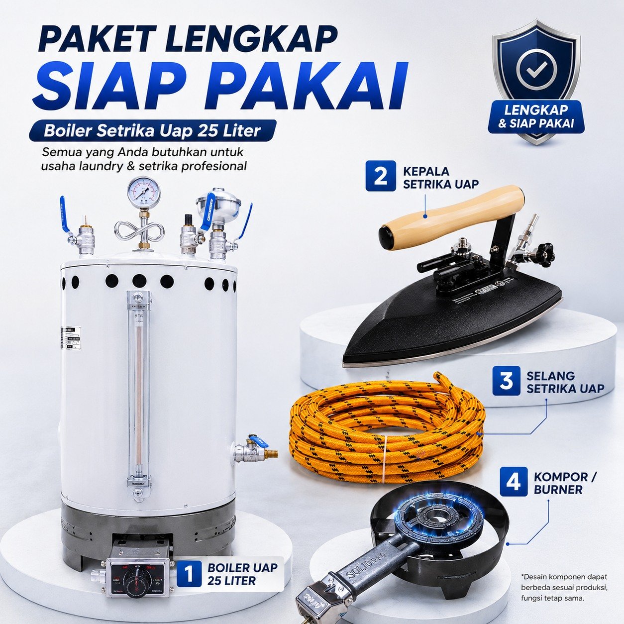 Kelengkapan paket Boiler Setrika Uap INTEX 25 Liter