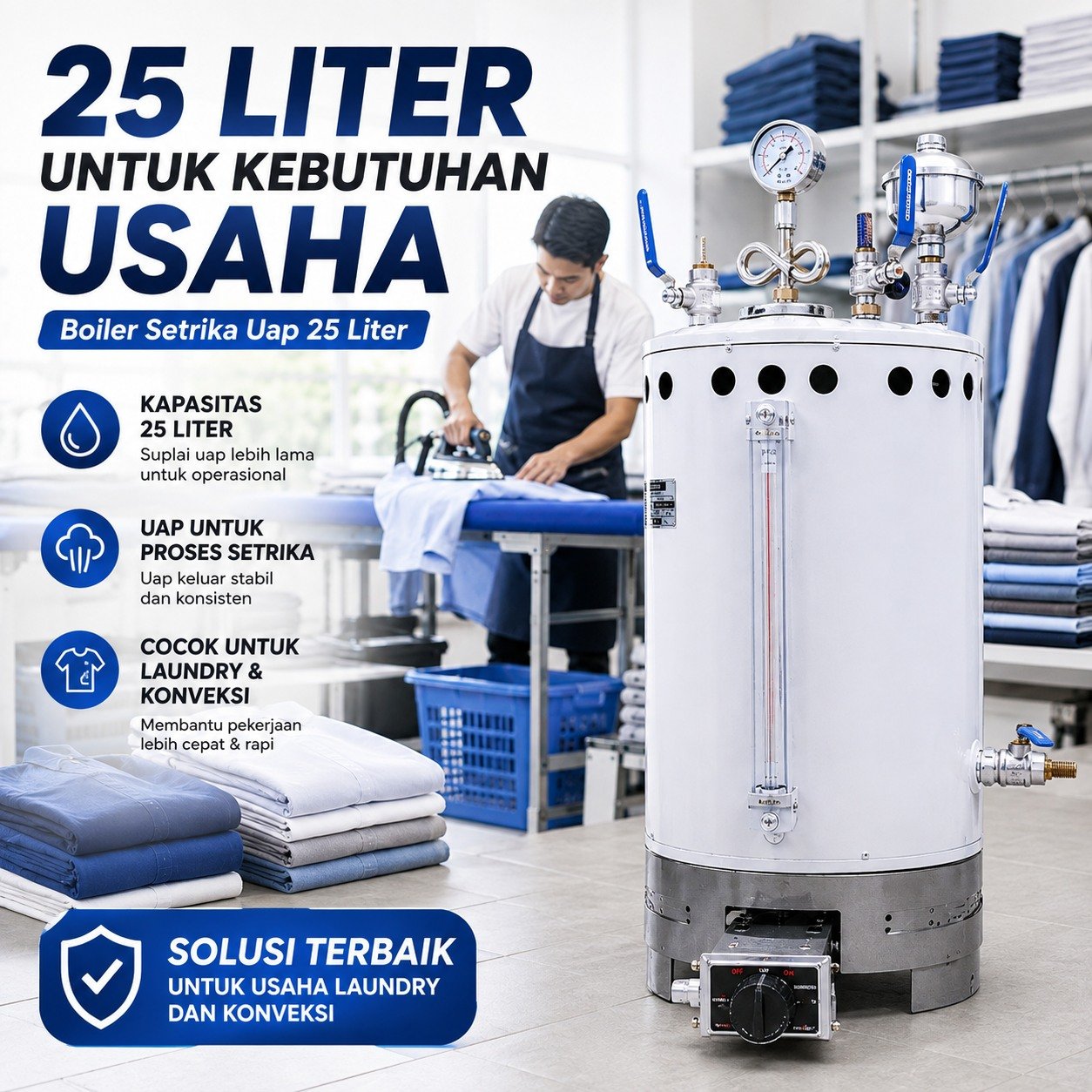 Boiler Setrika Uap 25 Liter untuk kebutuhan usaha