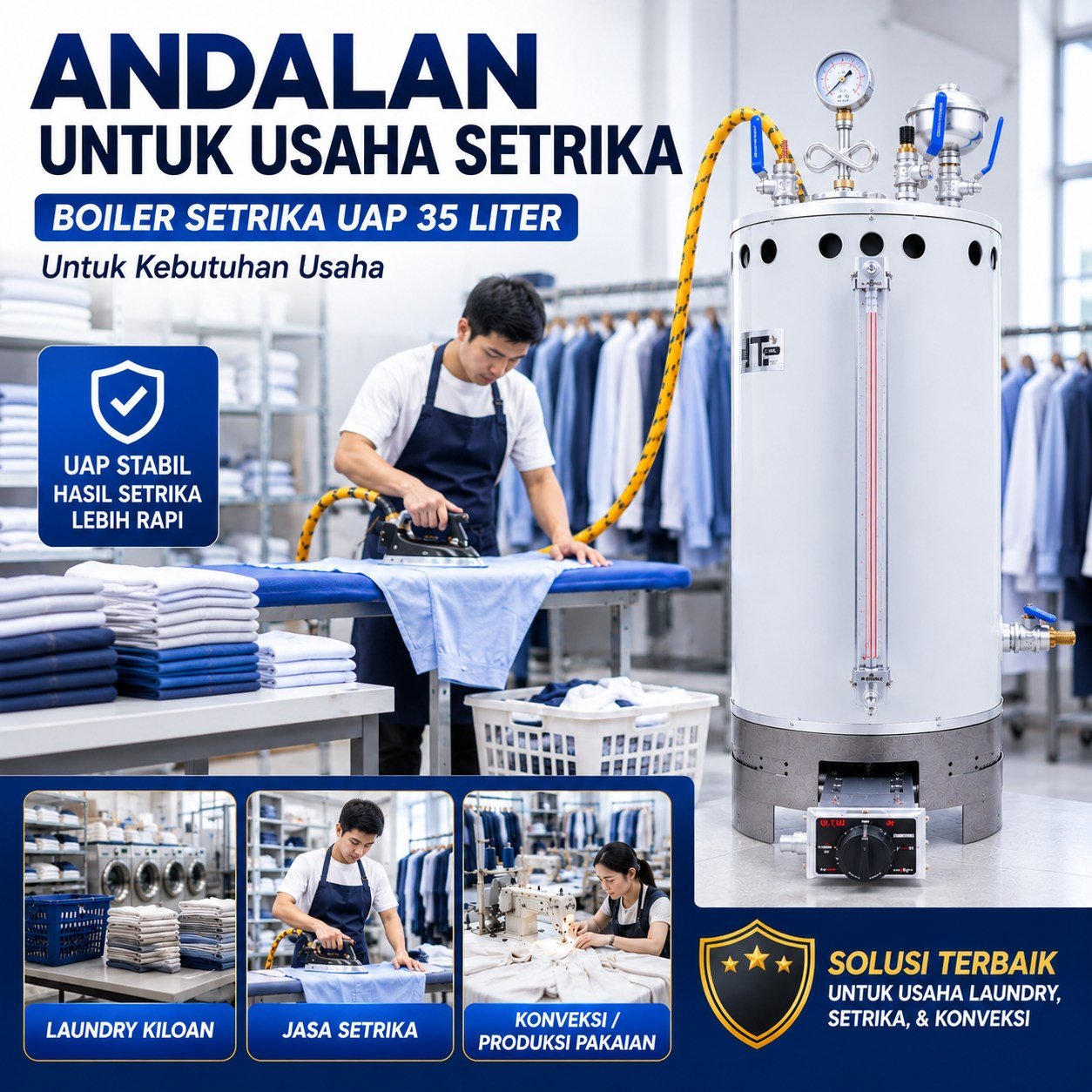 Boiler Setrika Uap 35 Liter untuk usaha laundry