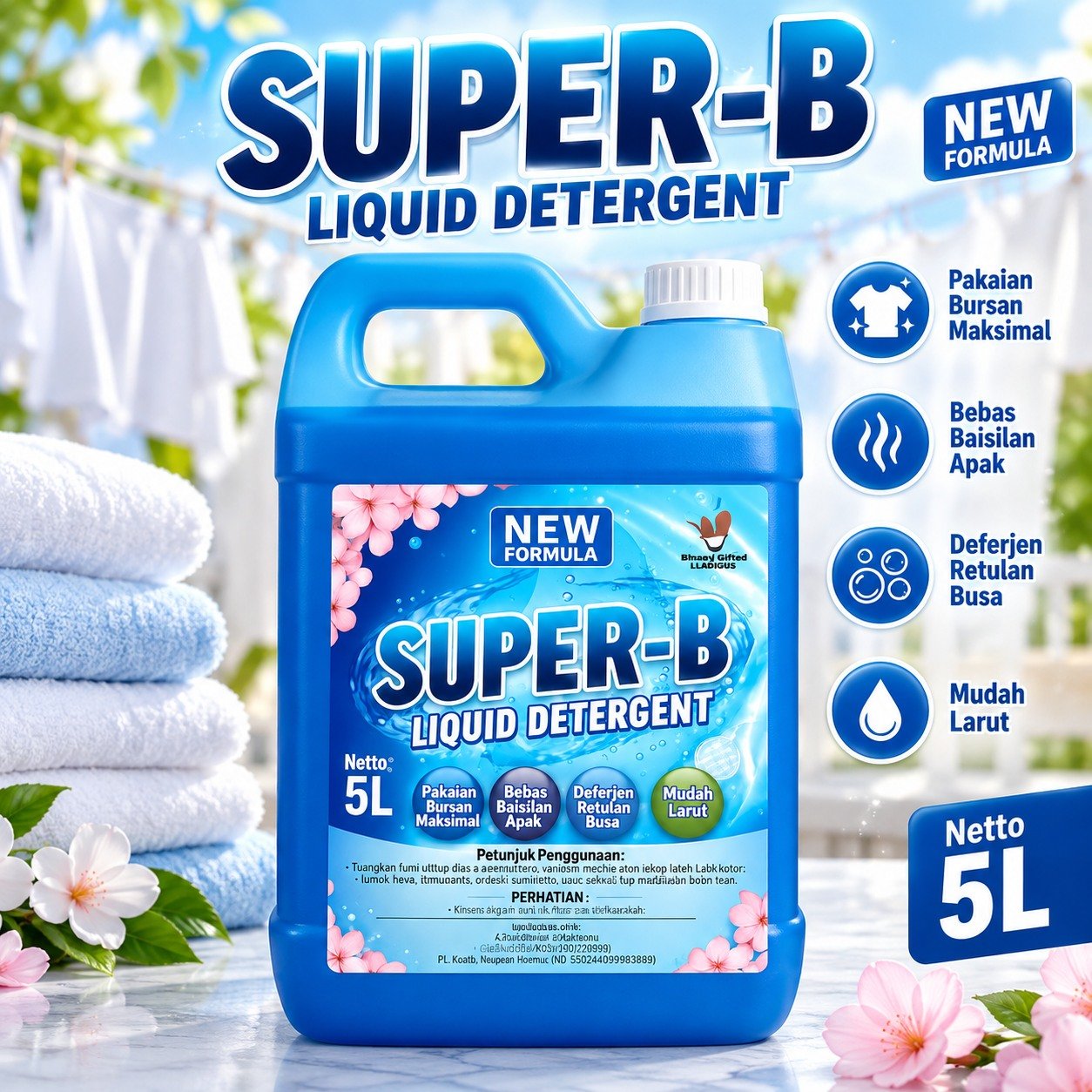 Kemasan Deterjen Laundry Cair SUPER-B 5L